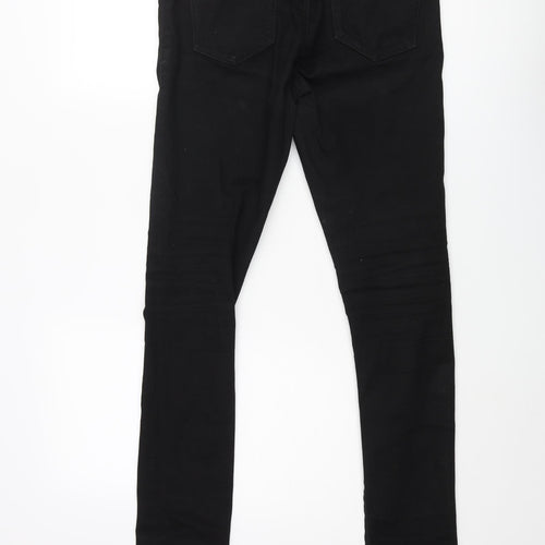 River Island Mens Black Cotton Skinny Jeans Size 28 in L32 in Regular Zip - Spray On