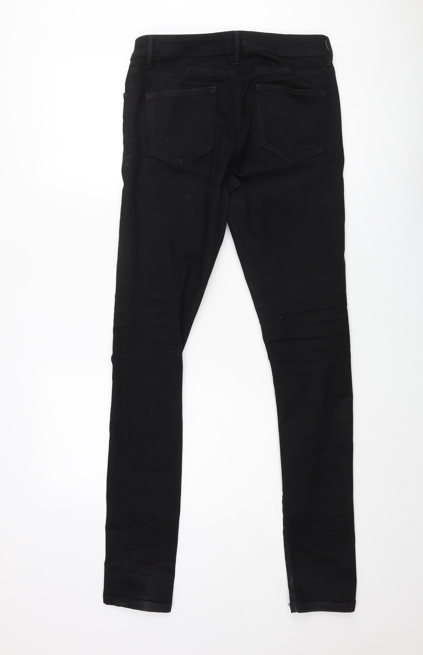 River Island Mens Black Cotton Skinny Jeans Size 28 in L32 in Regular Zip - Spray On