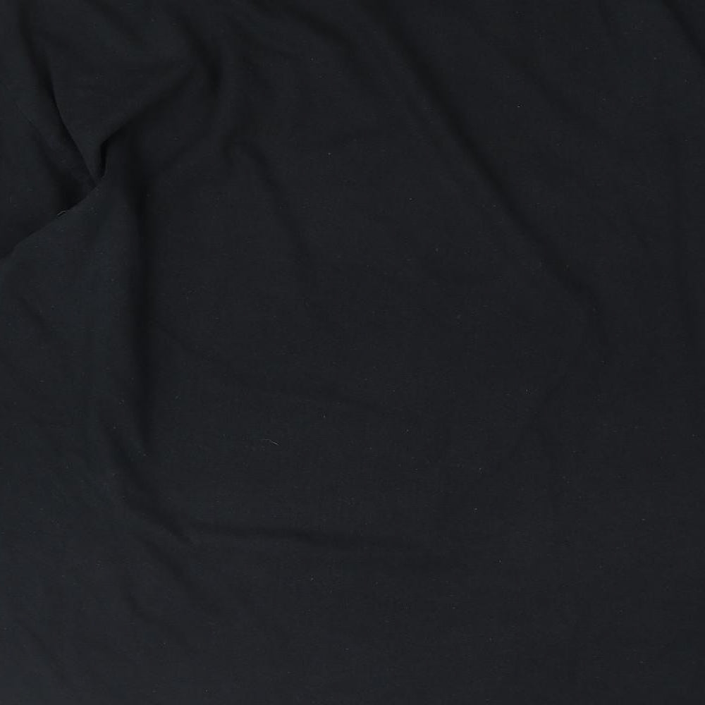 River Island Mens Black Cotton T-Shirt Size XL Round Neck - Skull Print Text