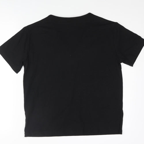 Boohoo Womens Black Cotton Basic T-Shirt Size S V-Neck