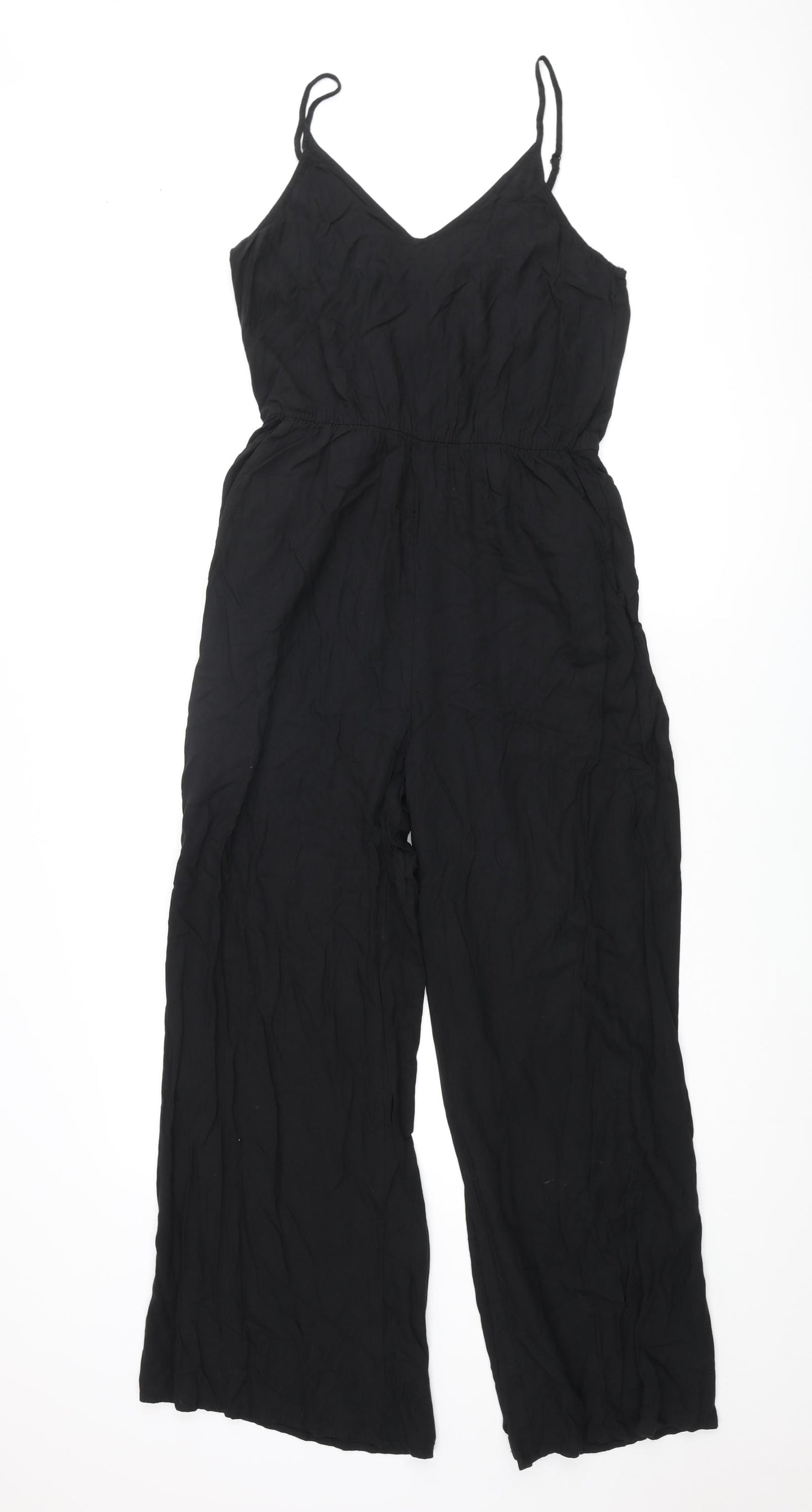 H&M Womens Black Viscose Jumpsuit One-Piece Size 8 L27 in Pullover