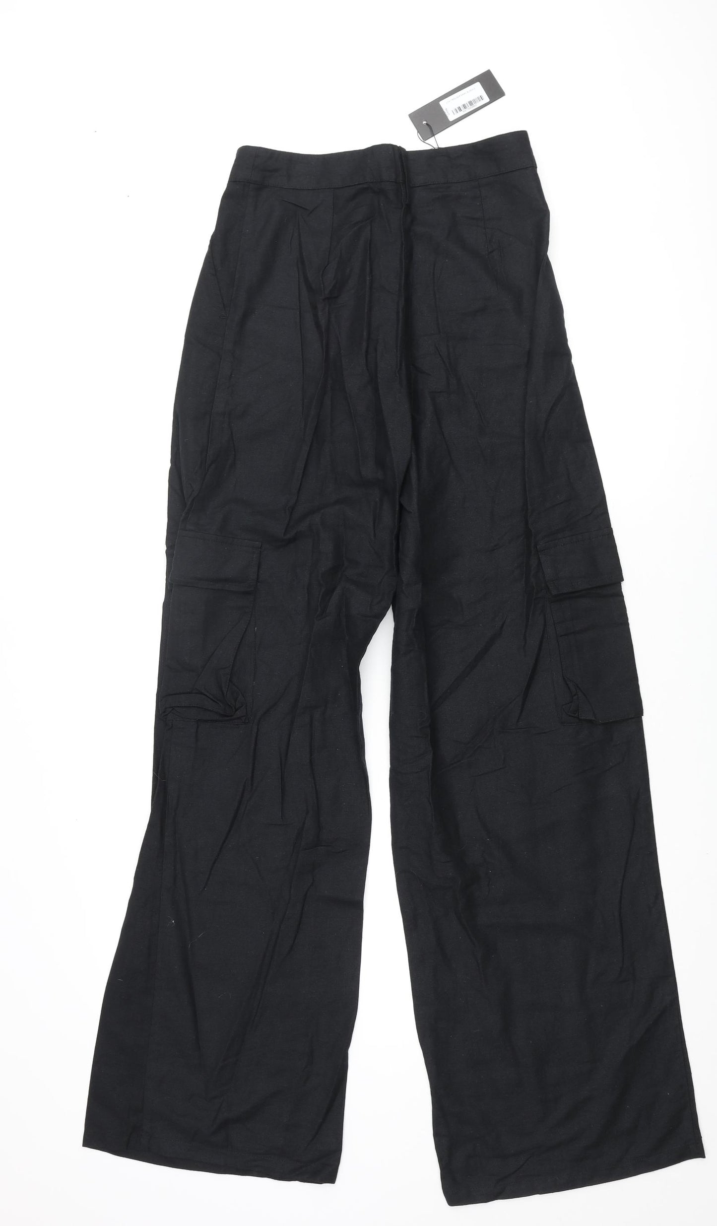 Motel Womens Black Cotton Cargo Trousers Size S L32 in Regular Zip