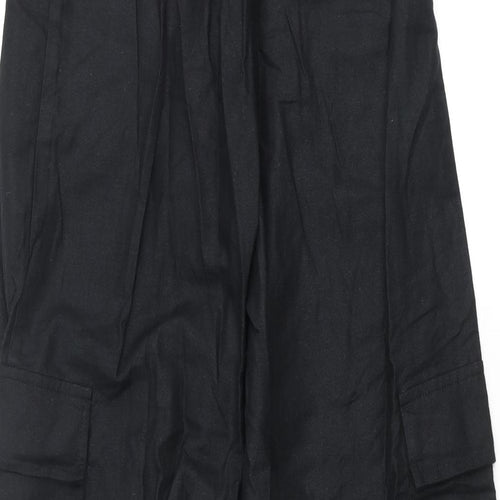 Motel Womens Black Cotton Cargo Trousers Size S L32 in Regular Zip