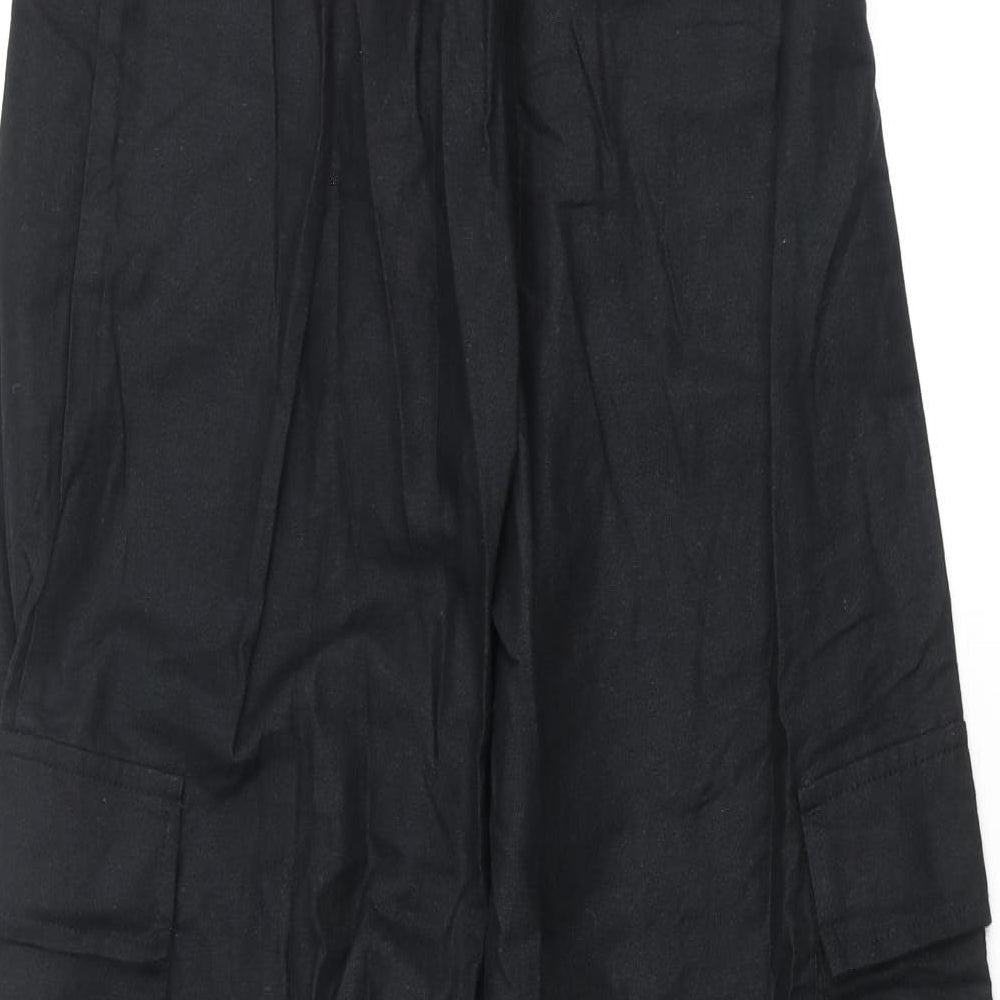 Motel Womens Black Cotton Cargo Trousers Size S L32 in Regular Zip