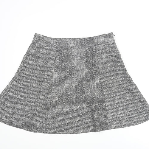 Gap Womens Grey Geometric Polyester Flare Skirt Size 8 Zip