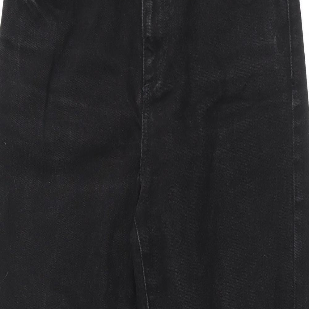 Topshop Womens Black Cotton Mom Jeans Size 8 L25 in Regular Zip - Raw Hem