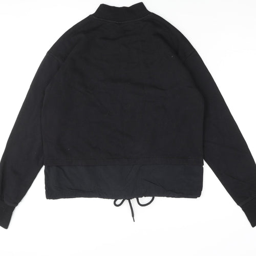 Champion Womens Black Cotton Pullover Sweatshirt Size M Pullover - Logo Drawstring Hem Layered Detail