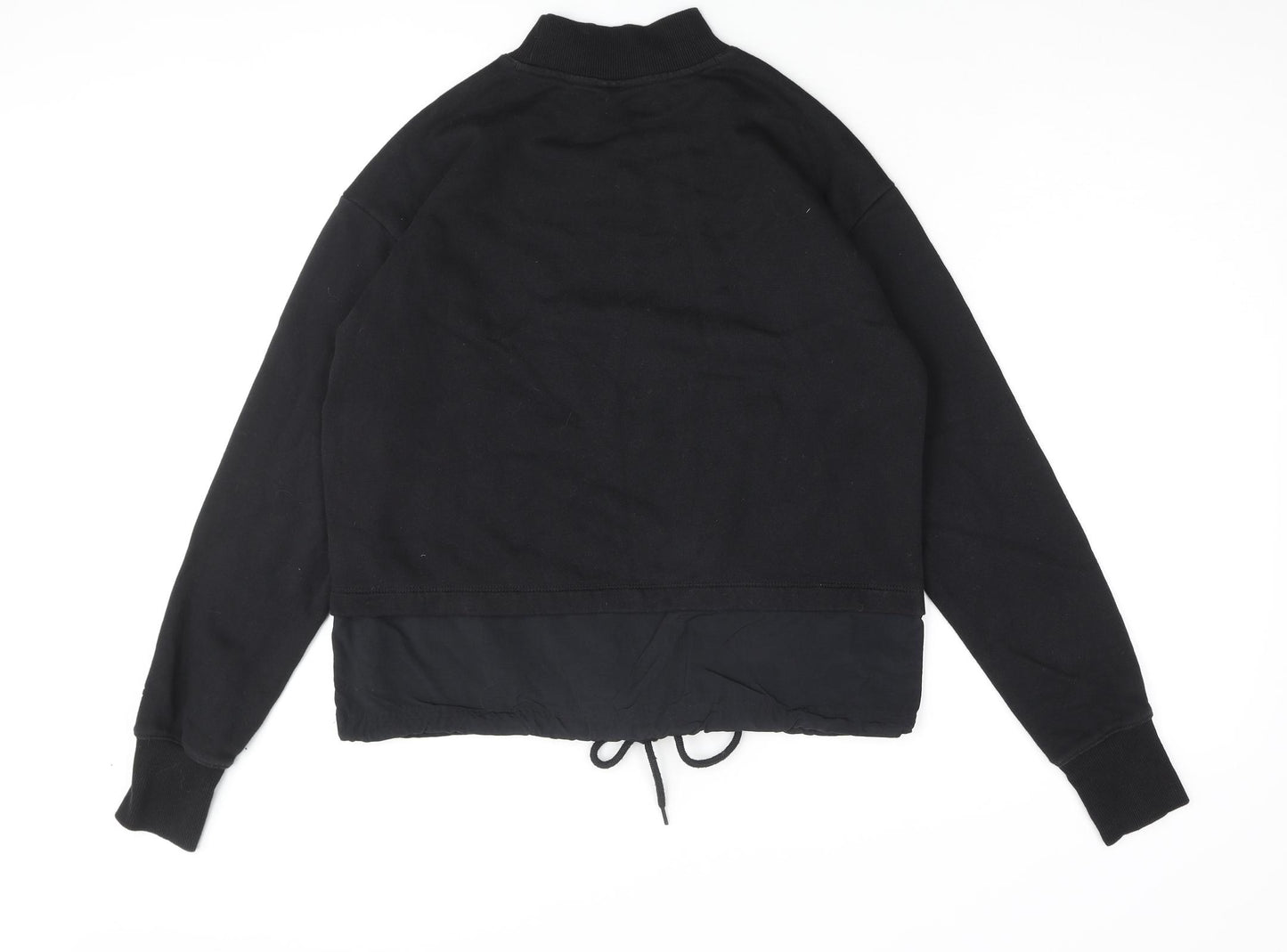 Champion Womens Black Cotton Pullover Sweatshirt Size M Pullover - Logo Drawstring Hem Layered Detail