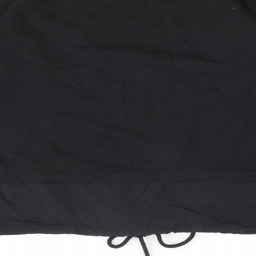Champion Womens Black Cotton Pullover Sweatshirt Size M Pullover - Logo Drawstring Hem Layered Detail
