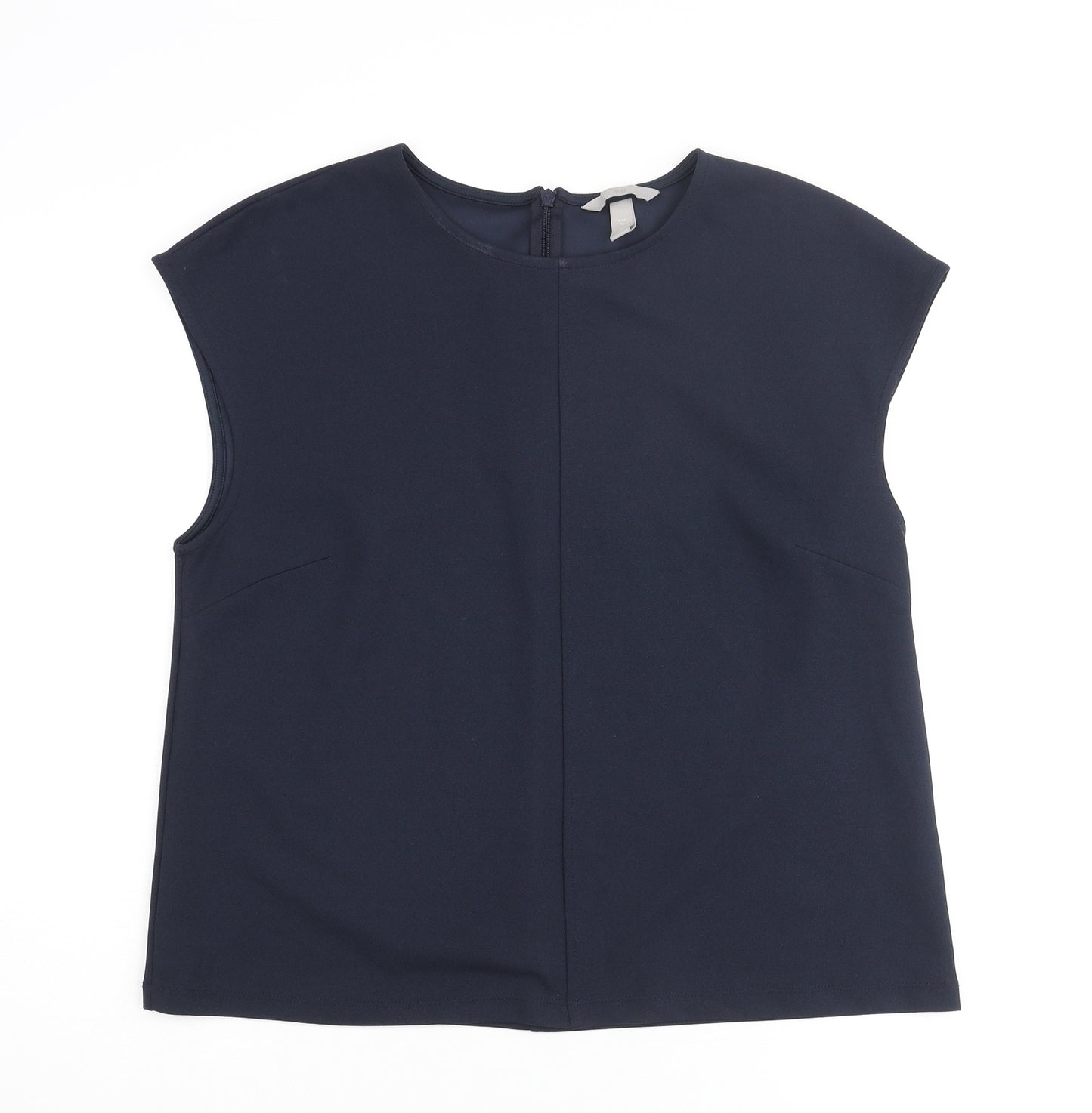 H&M Womens Blue Polyester Basic Blouse Size M Round Neck