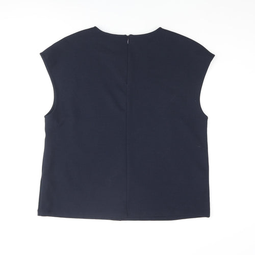 H&M Womens Blue Polyester Basic Blouse Size M Round Neck