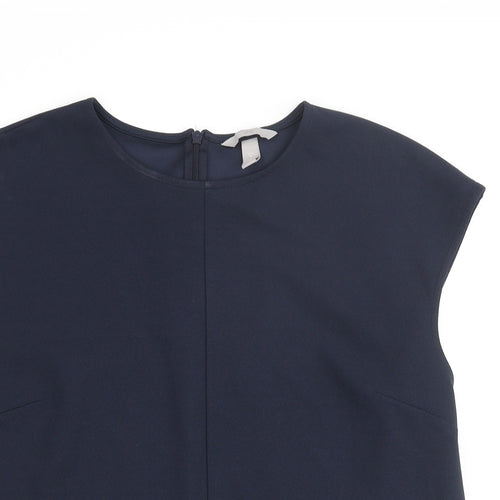 H&M Womens Blue Polyester Basic Blouse Size M Round Neck