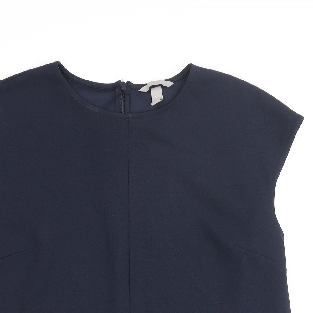 H&M Womens Blue Polyester Basic Blouse Size M Round Neck