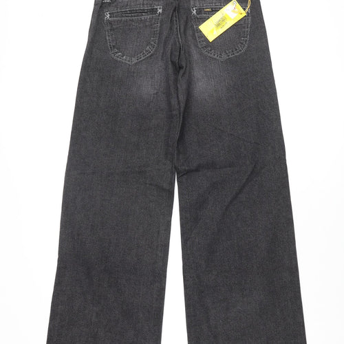 Lee Womens Grey Cotton Wide-Leg Jeans Size 28 in L33 in Regular Zip