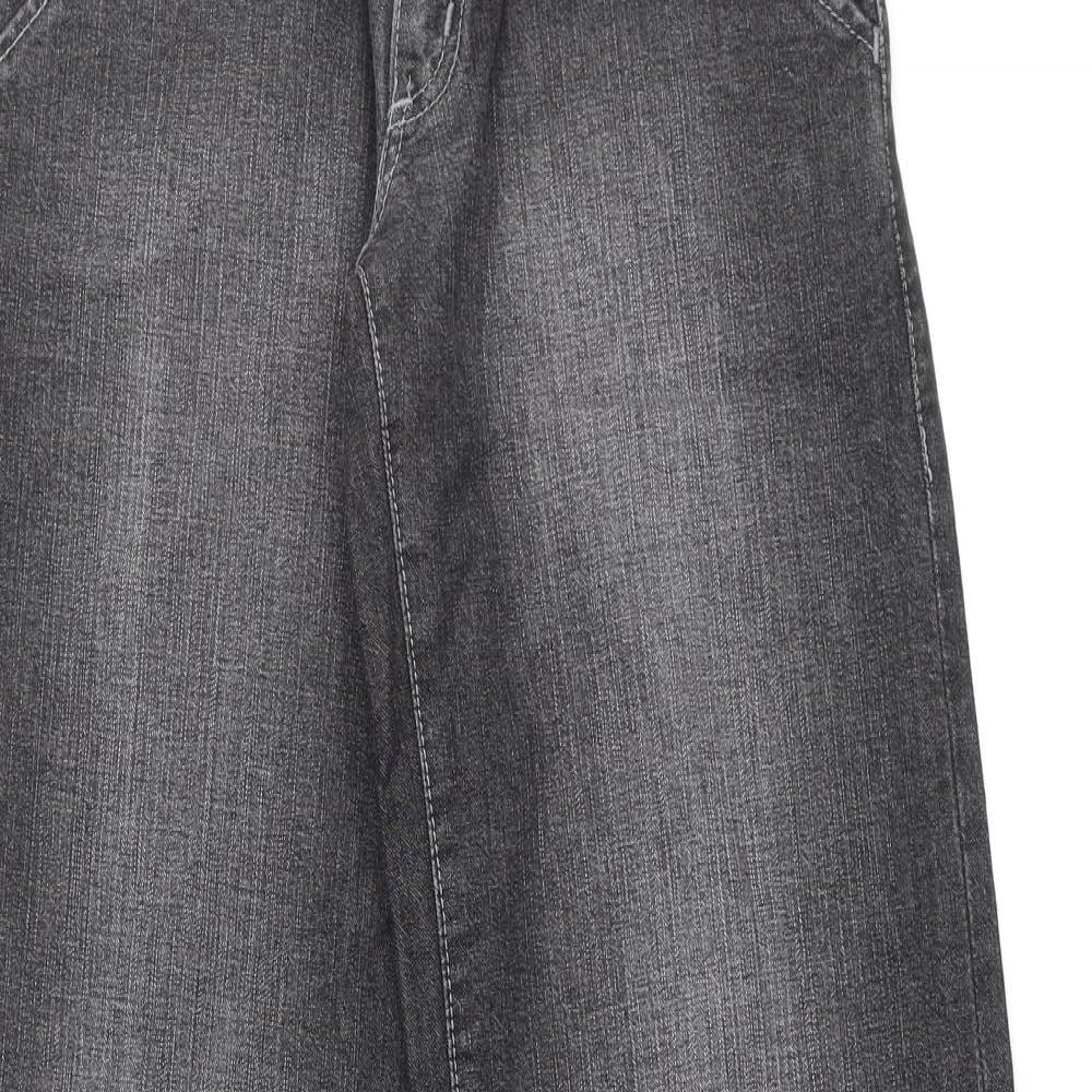Lee Womens Grey Cotton Wide-Leg Jeans Size 28 in L33 in Regular Zip