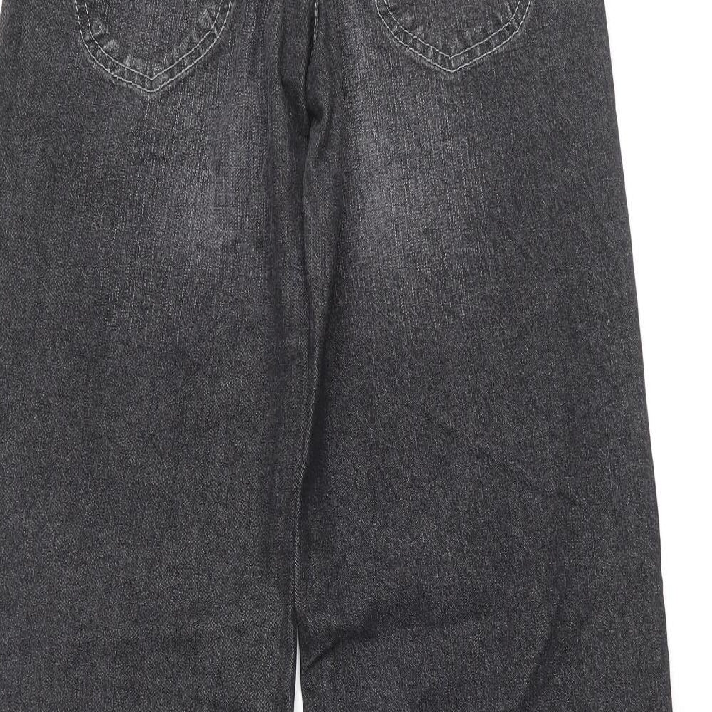 Lee Womens Grey Cotton Wide-Leg Jeans Size 28 in L33 in Regular Zip