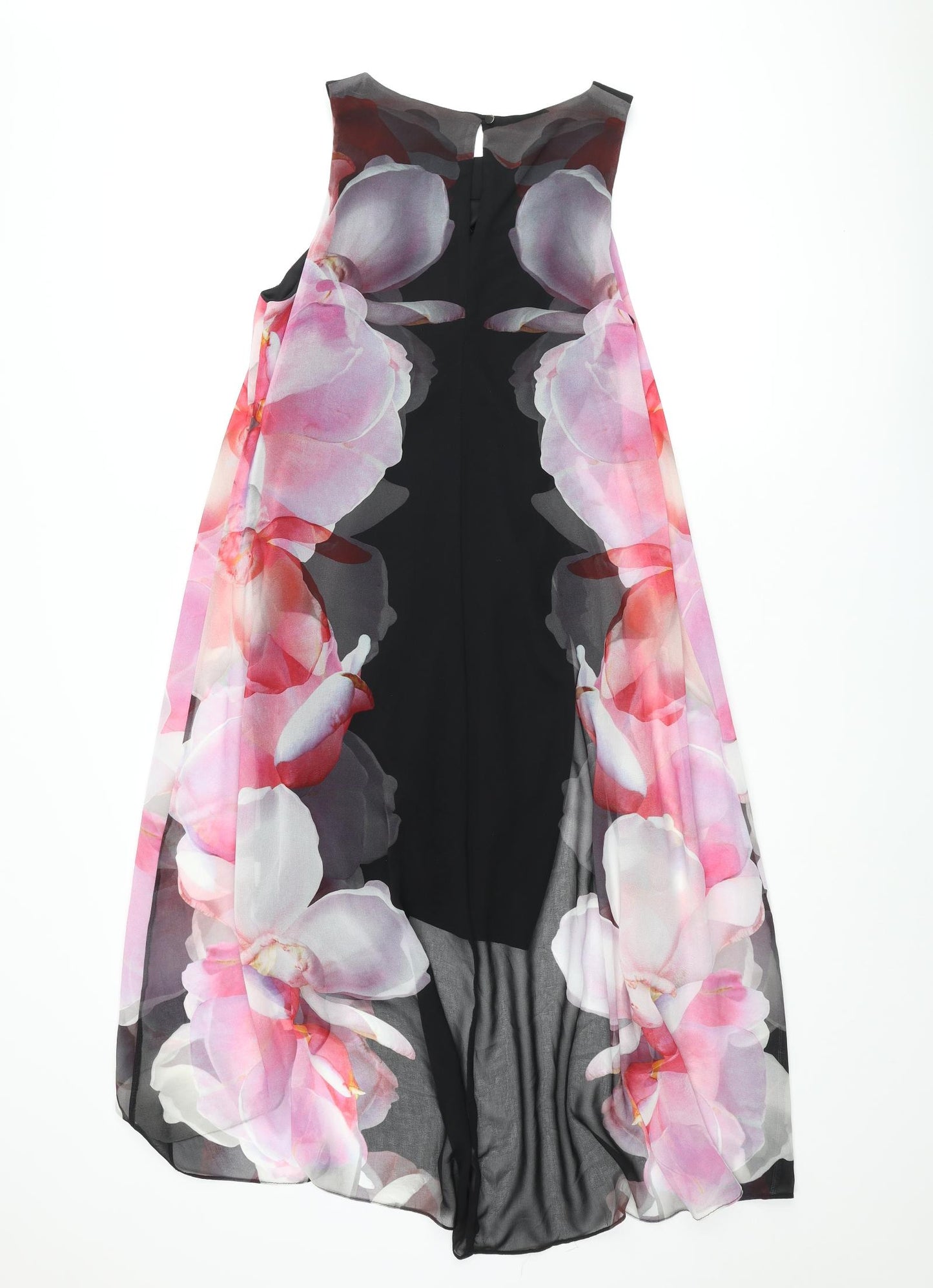 Roman Womens Multicoloured Floral Polyester Shift Size 12 Round Neck Button - Layered