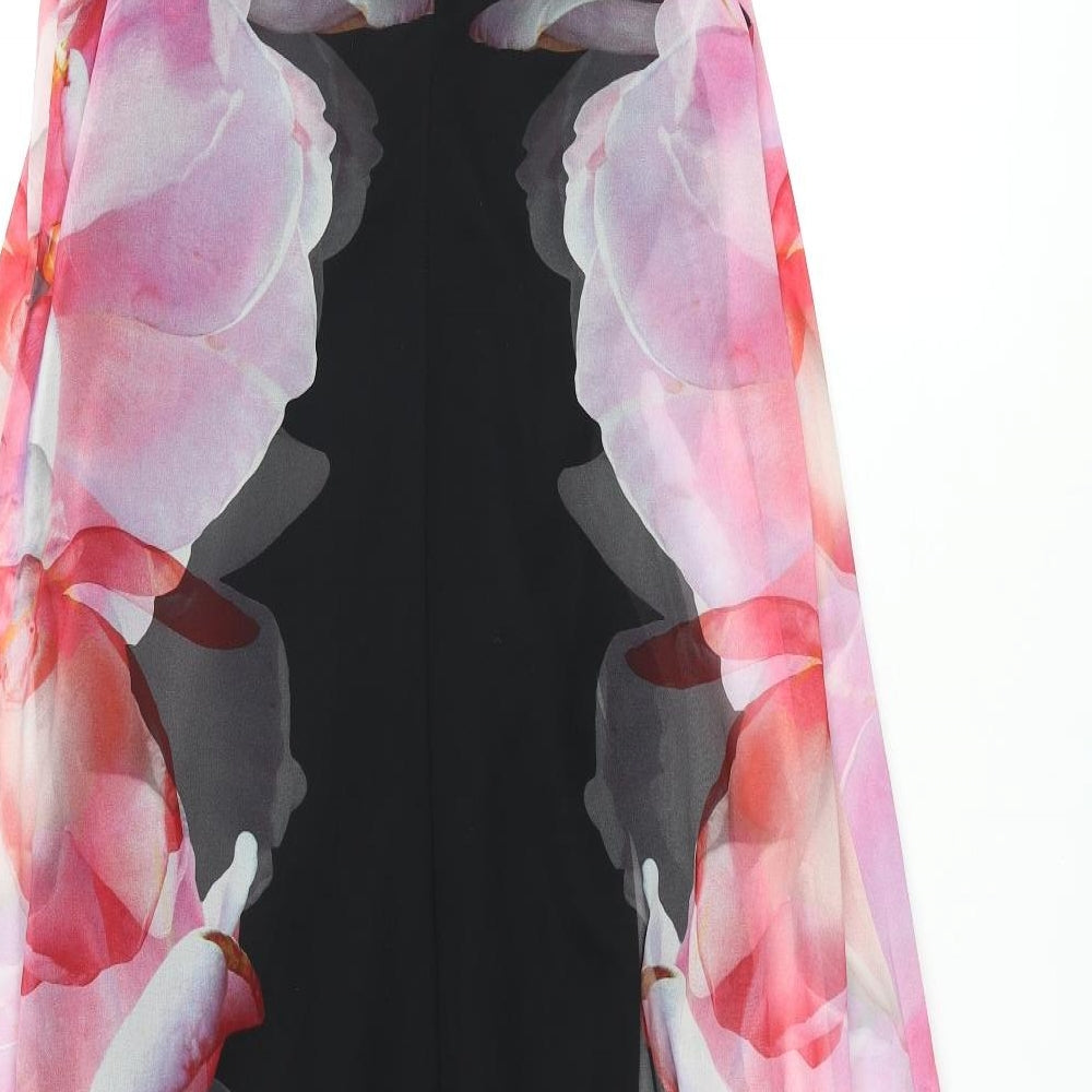 Roman Womens Multicoloured Floral Polyester Shift Size 12 Round Neck Button - Layered