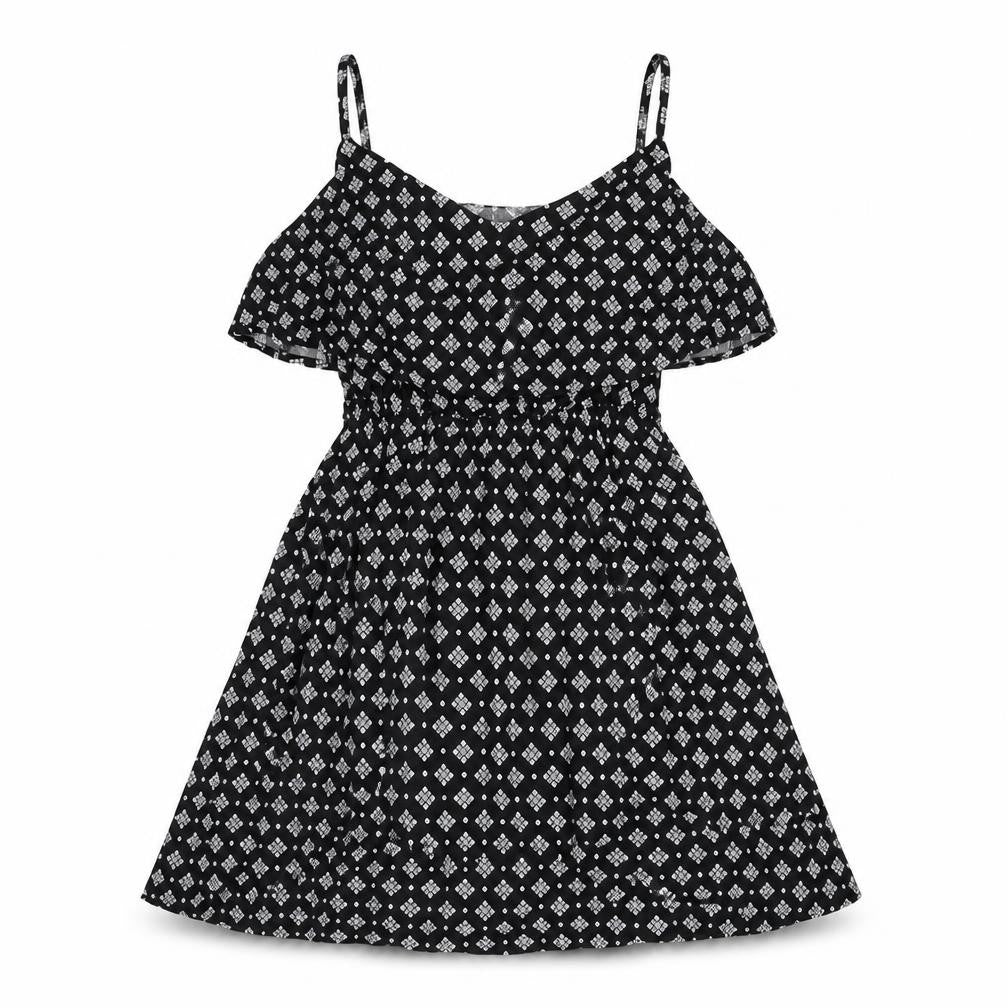 Cotton On Womens Black Geometric Viscose A-Line Size XS Scoop Neck Pullover - Frill