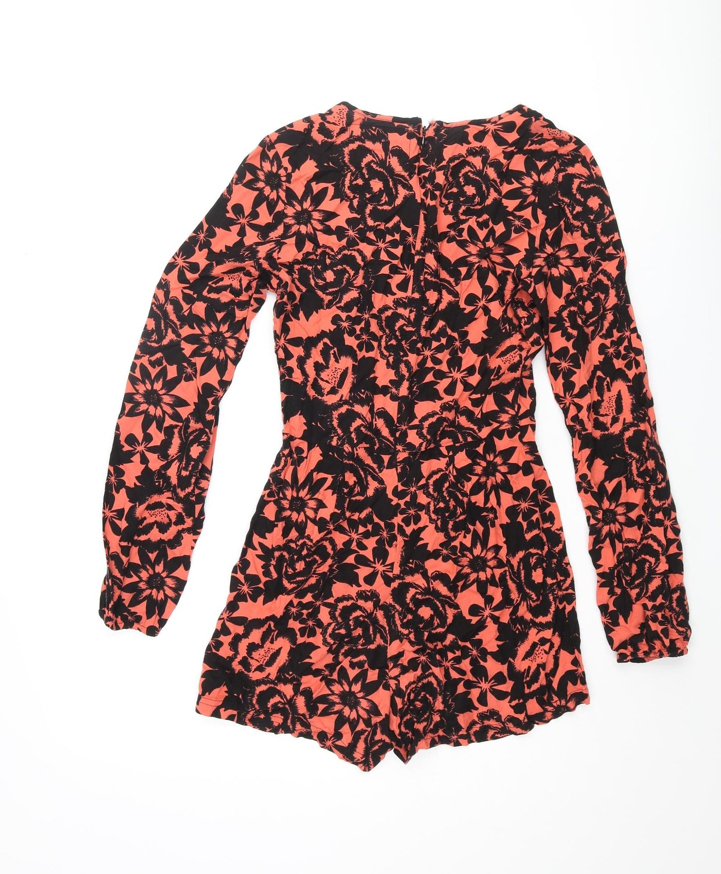 Superdry Womens Pink Floral Viscose Playsuit One-Piece Size 2XS Zip