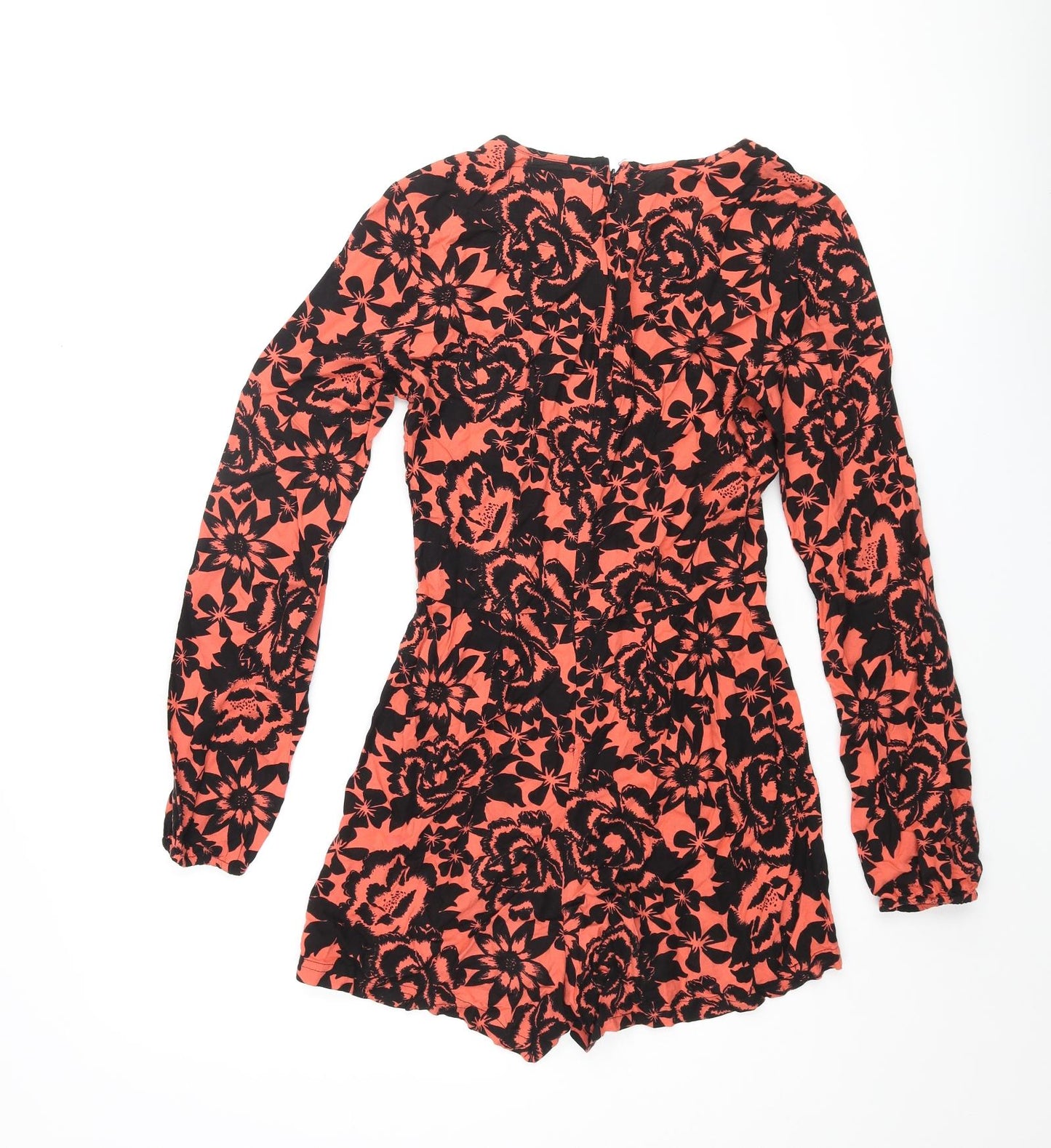 Superdry Womens Pink Floral Viscose Playsuit One-Piece Size 2XS Zip