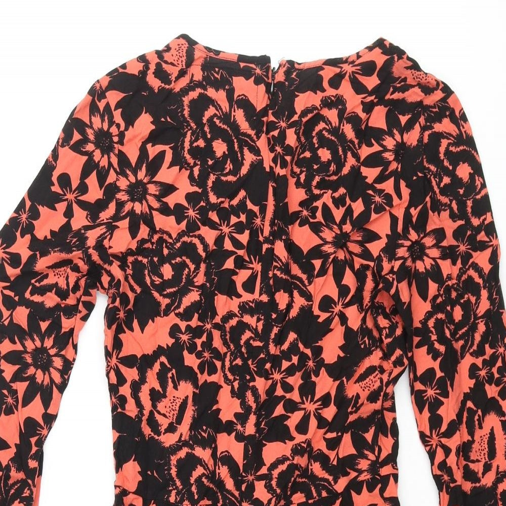 Superdry Womens Pink Floral Viscose Playsuit One-Piece Size 2XS Zip