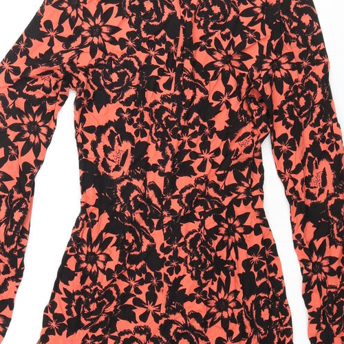 Superdry Womens Pink Floral Viscose Playsuit One-Piece Size 2XS Zip