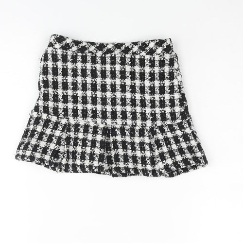 Nula Bug Girls Black Houndstooth Polyester Pleated Skirt Size 5 Years Regular Pull On