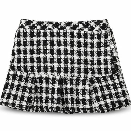 Nula Bug Girls Black Houndstooth Polyester Pleated Skirt Size 5 Years Regular Pull On