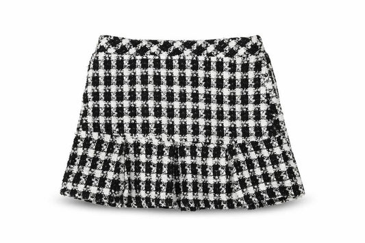 Nula Bug Girls Black Houndstooth Polyester Pleated Skirt Size 5 Years Regular Pull On