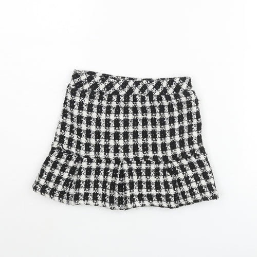 Nula Bug Girls Black Houndstooth Polyester Pleated Skirt Size 5 Years Regular Pull On