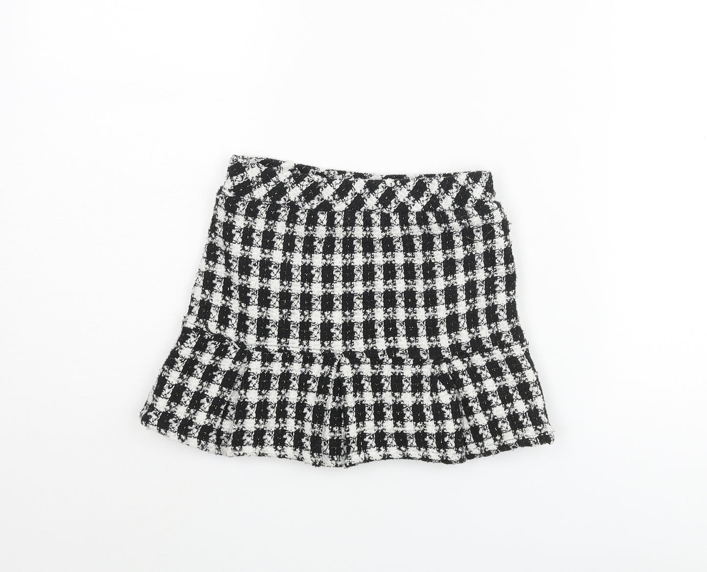 Nula Bug Girls Black Houndstooth Polyester Pleated Skirt Size 5 Years Regular Pull On