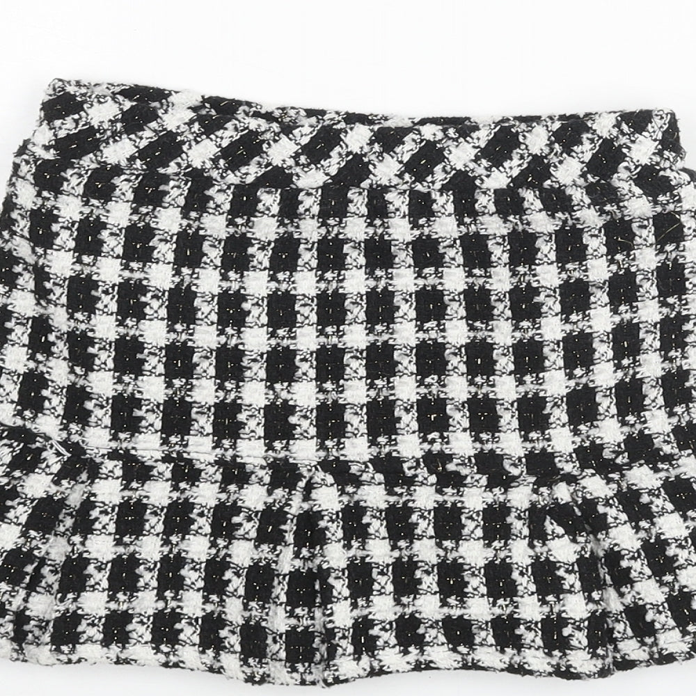 Nula Bug Girls Black Houndstooth Polyester Pleated Skirt Size 5 Years Regular Pull On