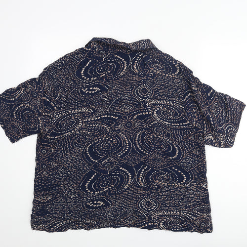Ann Harvey Womens Blue Geometric Viscose Basic Blouse Size 22 Collared