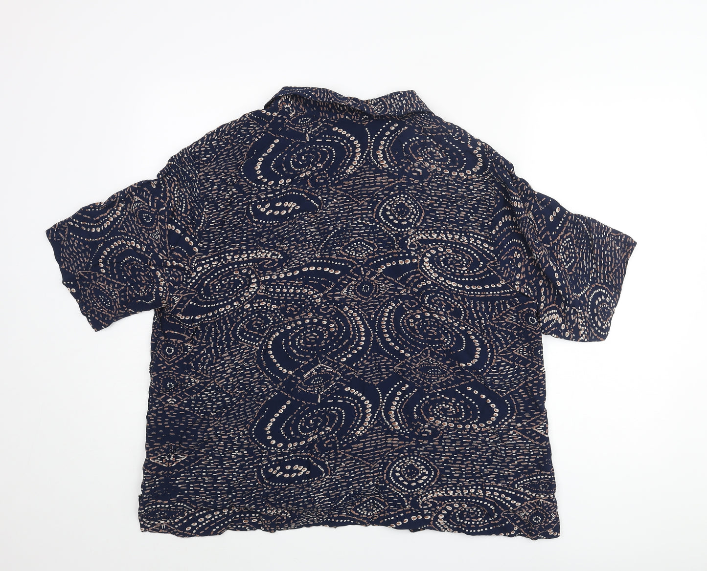 Ann Harvey Womens Blue Geometric Viscose Basic Blouse Size 22 Collared