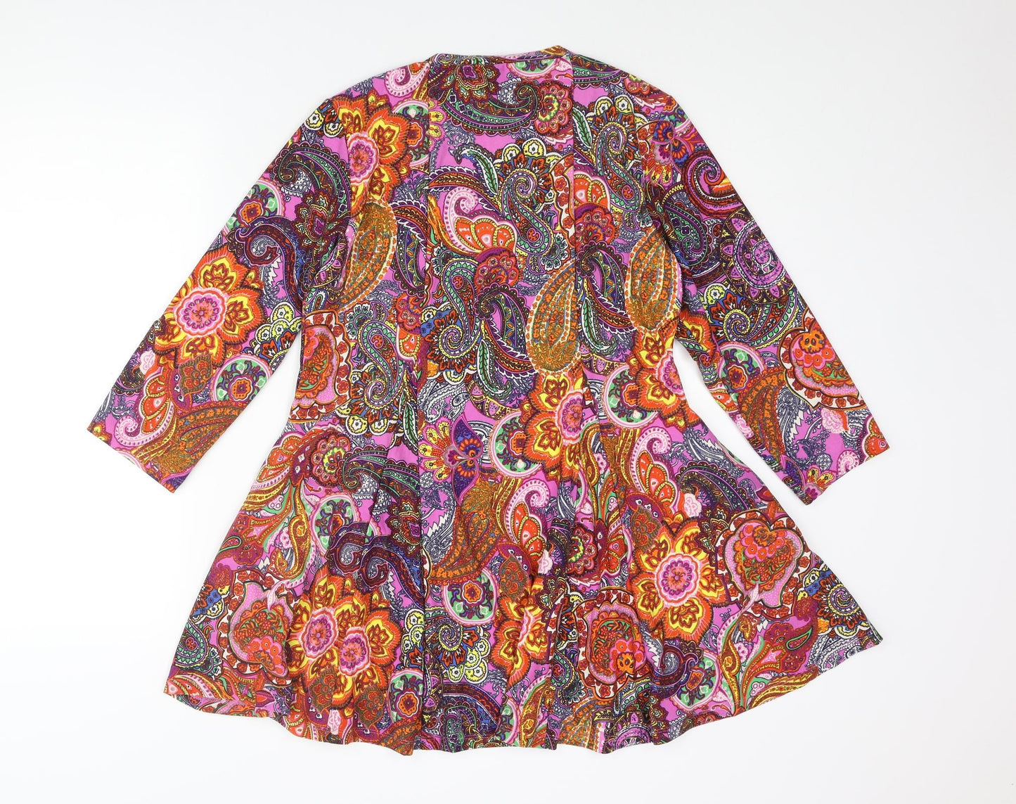 Attitudes by Renée Womens Multicoloured Paisley Polyester Fit & Flare Size M Scoop Neck Pullover