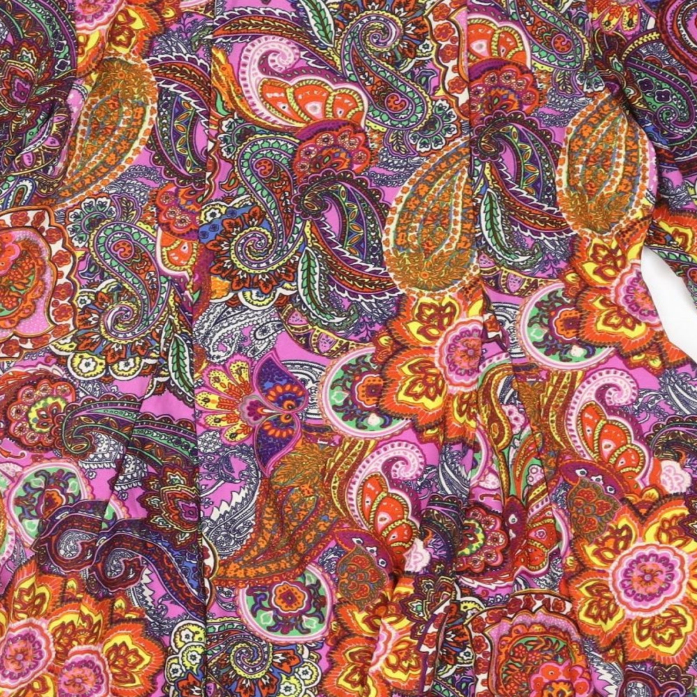 Attitudes by Renée Womens Multicoloured Paisley Polyester Fit & Flare Size M Scoop Neck Pullover