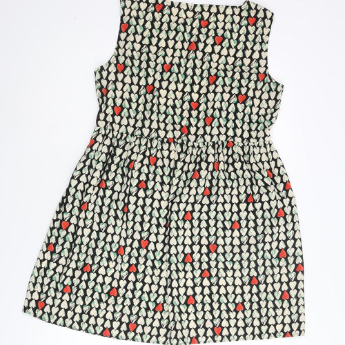 Love Womens Multicoloured Geometric Polyester Shift Size M Round Neck Pullover - Size M-L Heart Pattern