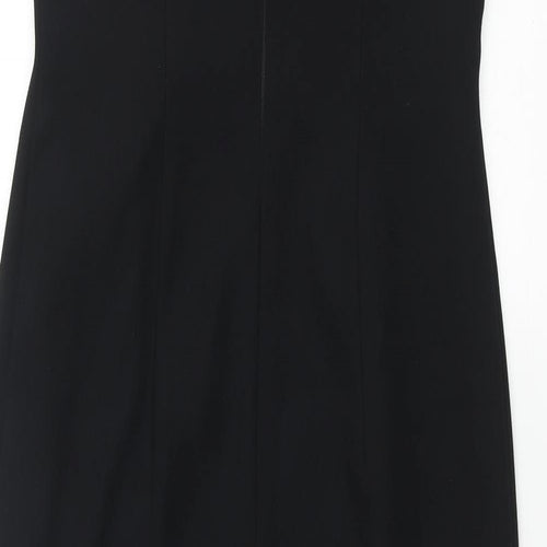 Opera Richards Womens Beige Polyester Pencil Dress Size 10 Mock Neck Zip - Button Detail Keyhole