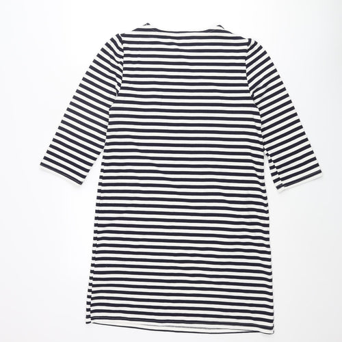 New Look Womens Blue Striped Polyester Shift Size 10 Round Neck Pullover