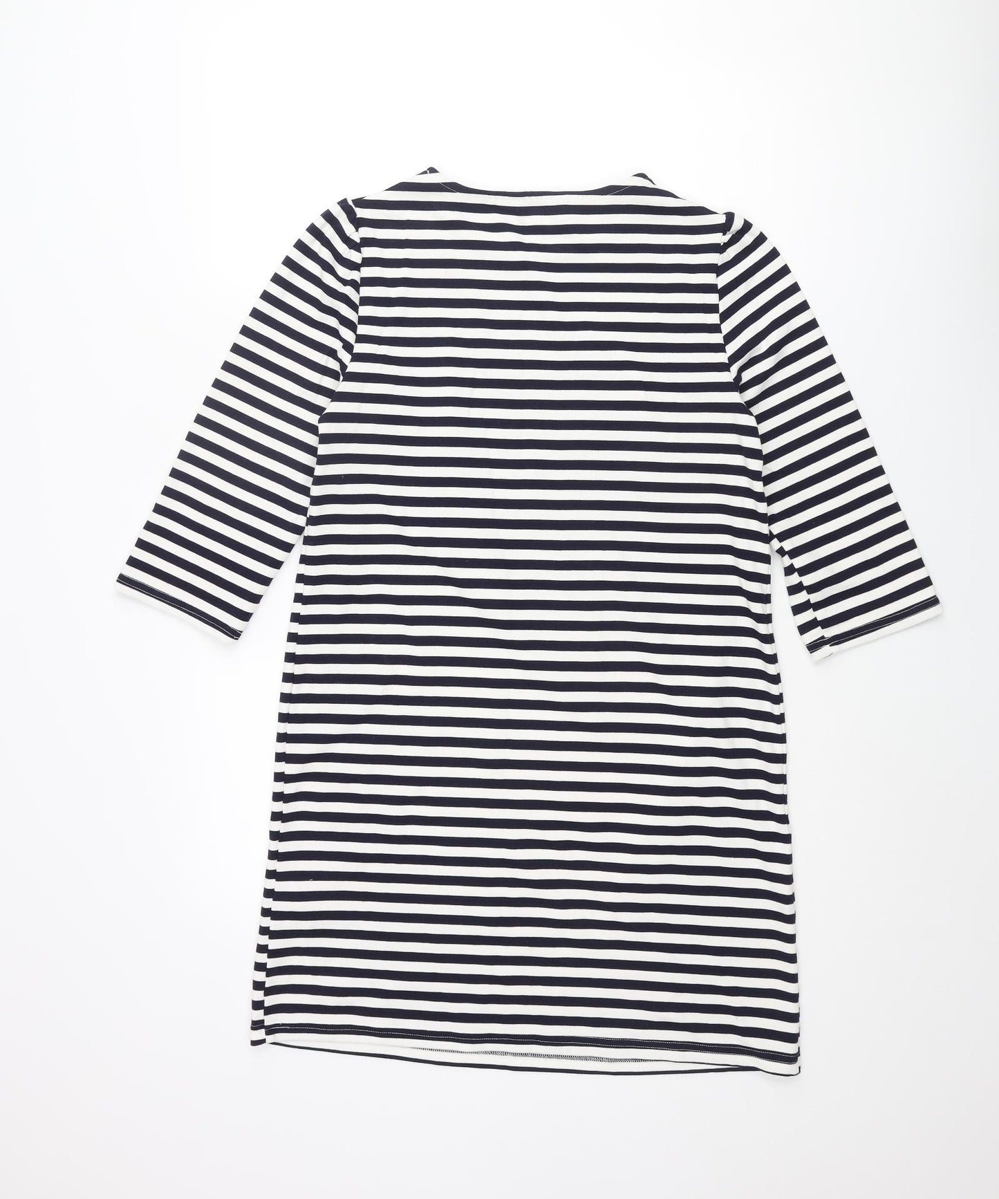 New Look Womens Blue Striped Polyester Shift Size 10 Round Neck Pullover
