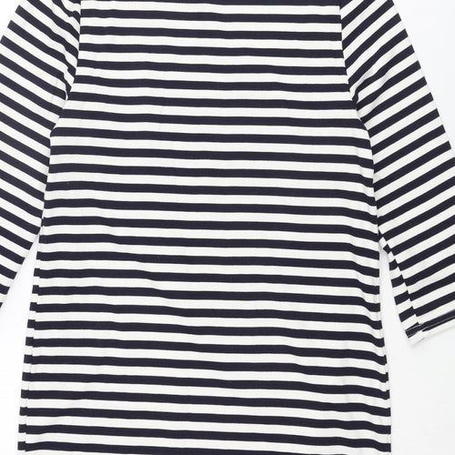 New Look Womens Blue Striped Polyester Shift Size 10 Round Neck Pullover