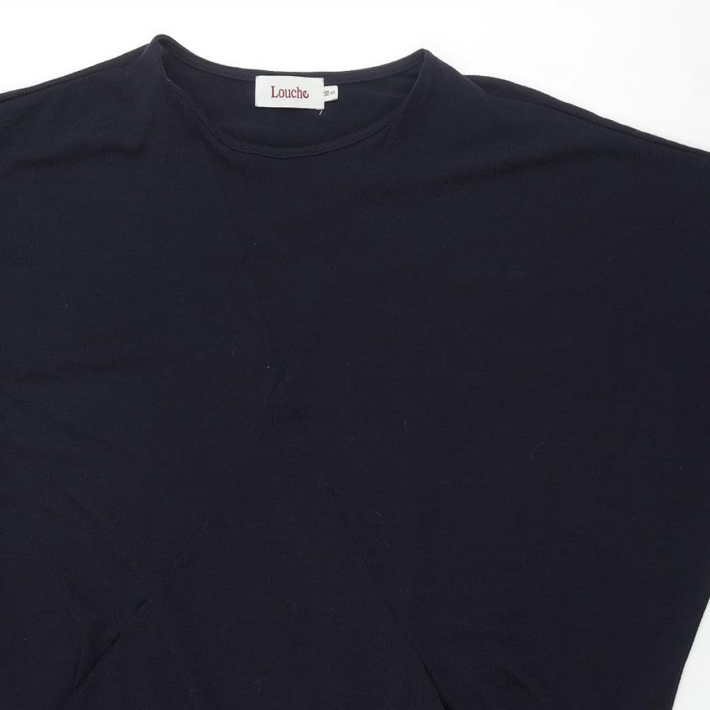 Louche Womens Blue Polyester Jumper Dress Size 10 Round Neck Pullover - Batwing