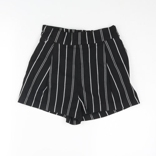 Divided by H&M Womens Black Pinstripe Polyester Paperbag Shorts Size 6 Regular Pull On - Belted