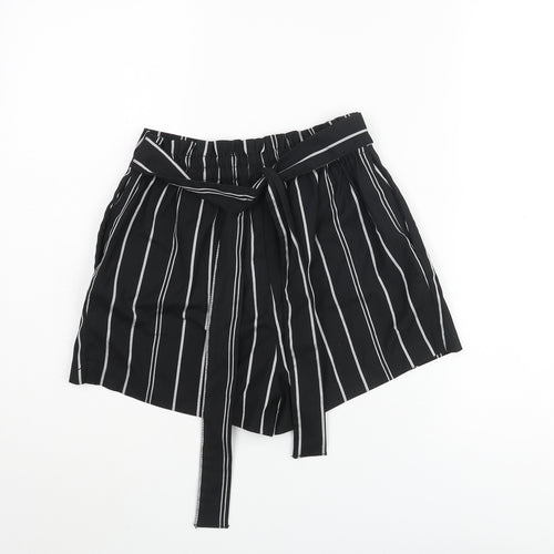 Divided by H&M Womens Black Pinstripe Polyester Paperbag Shorts Size 6 Regular Pull On - Belted