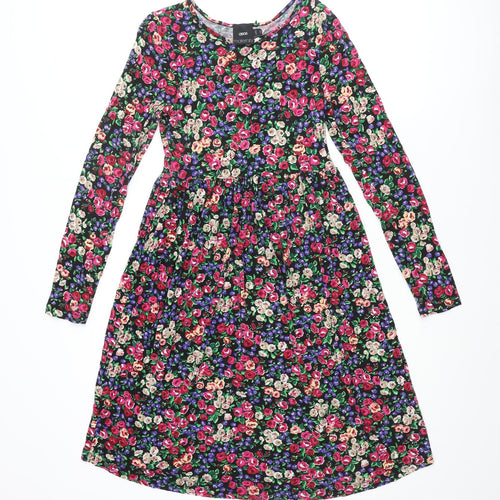 ASOS Womens Multicoloured Floral Viscose A-Line Size 8 Roll Neck Pullover
