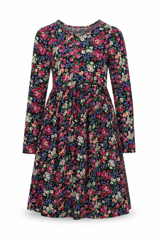 Front view of ASOS women’s multicoloured floral viscose a-line, size UK 8, roll neck pullover