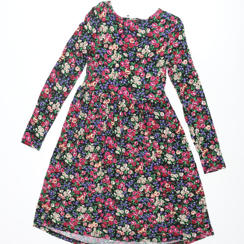 ASOS Womens Multicoloured Floral Viscose A-Line Size 8 Roll Neck Pullover
