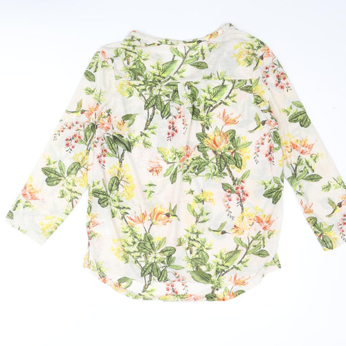 H&M Womens Multicoloured Floral Polyester Basic Blouse Size M V-Neck