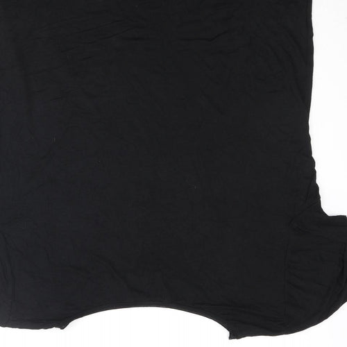 Capture Womens Black Viscose Basic T-Shirt Size M Round Neck - Fast Food Front Print